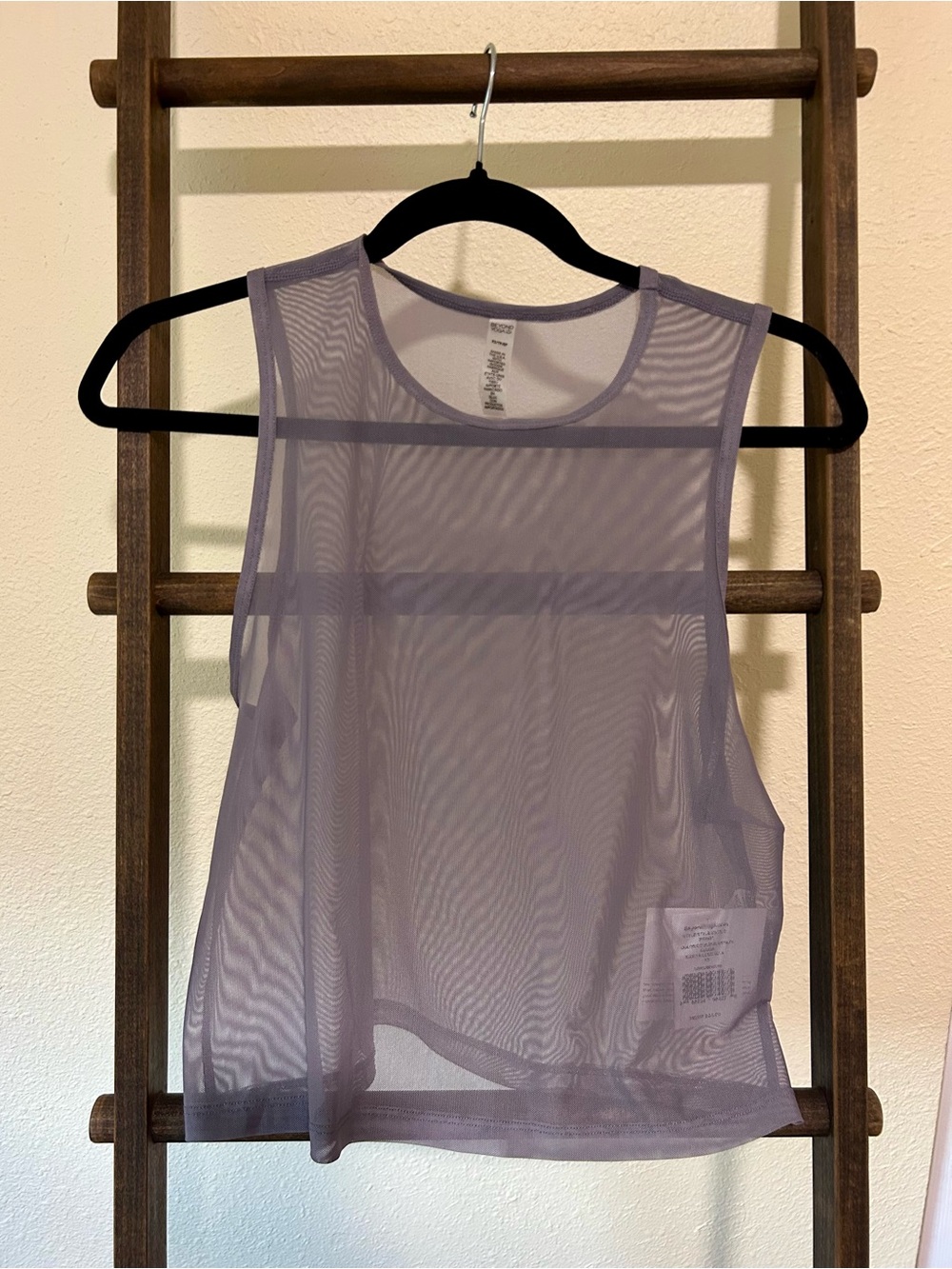 Beyond Yoga Grey Sheer Mesh Tank